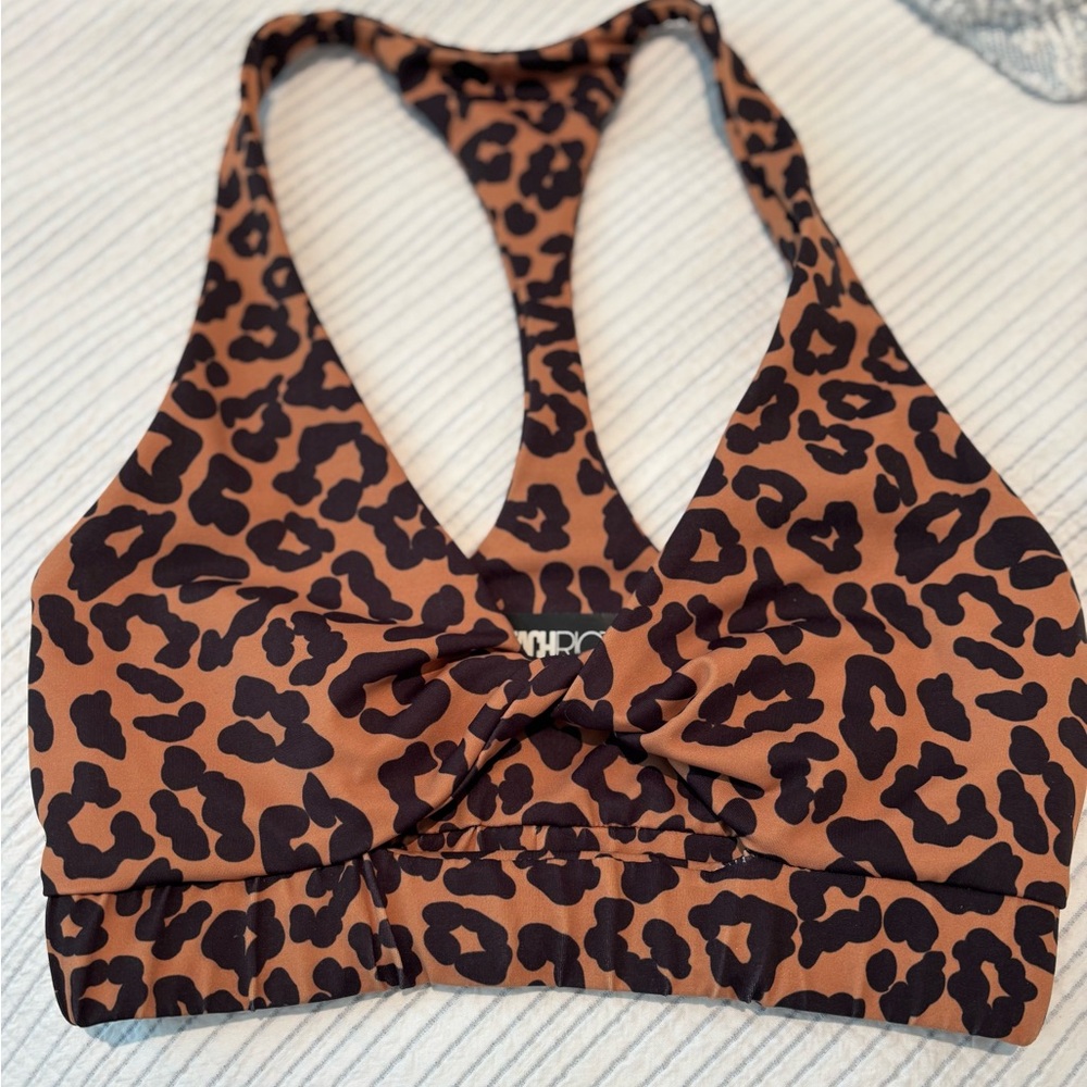 Beach Riot Brown Leopard Sports Bra